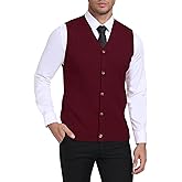 YTD Men's Sleeveless Sweater Vest V-Neck Casual Cable Knit Button Down Cardigan Vest