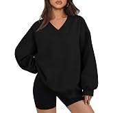 LOMON Womens Oversized Sweatshirts V Neck Pullover Long Sleeve Fall Outfits | Comfort Fleece,Basic Clothes,Loose Maternity,Workout,Gym Lounge Wear,Winter Airport 2026 Fashion,Daily,Travel Cute Tops