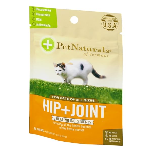 PET NATURALS HIP AND JOINT SUPPORT SUPPLEMENT FOR CATS, 30 CHEWS – GLUCOSAMINE, CHONDROITIN AND MSM FOR CATS
