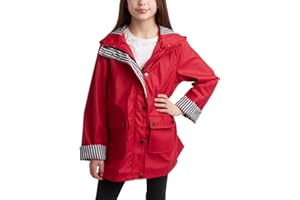URBAN REPUBLIC Girls Rain Jacket - Wind Resistant Waterproof Slicker Shell Lightweight Kids Rain Coat with Pockets (7-16)