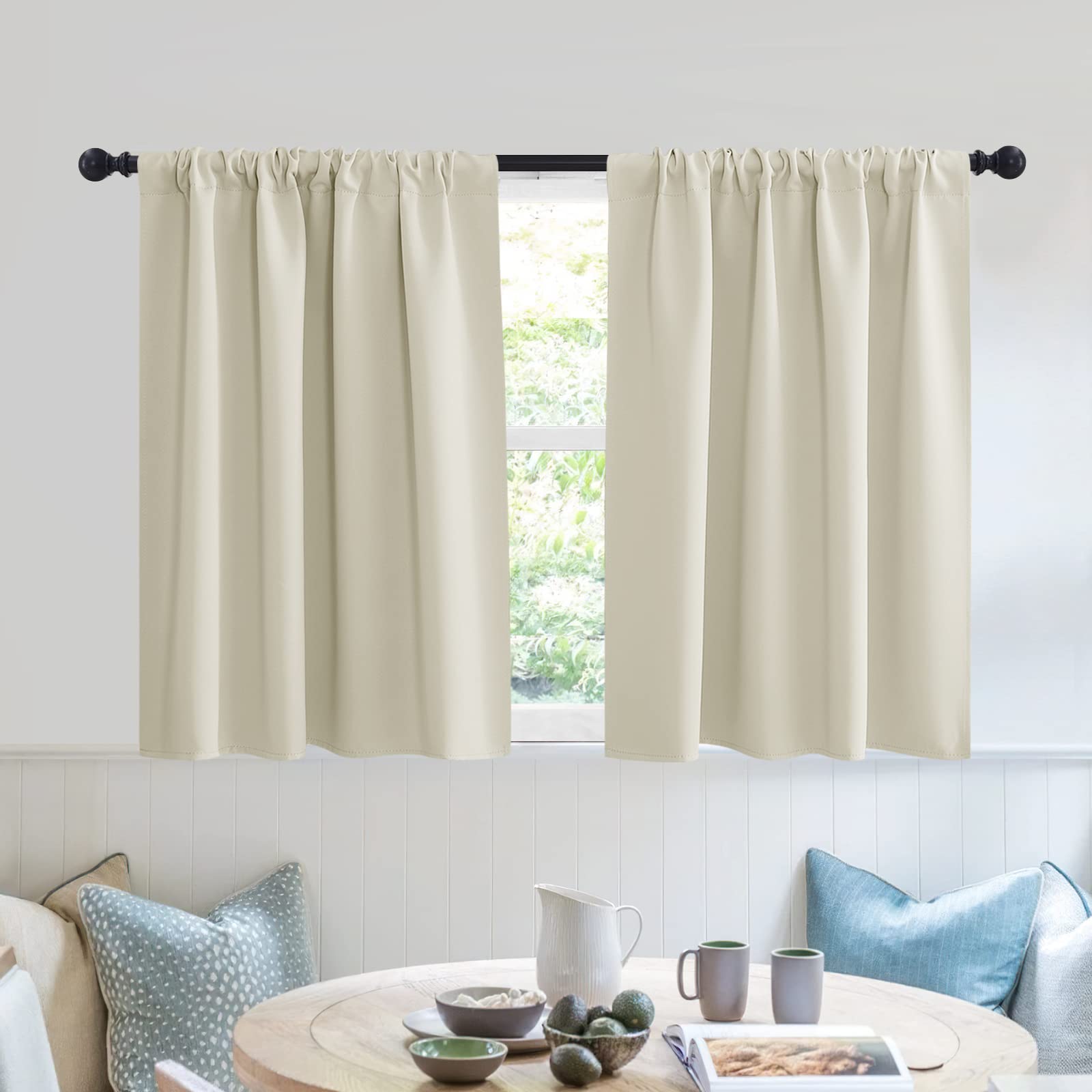 Photo 1 of RYB HOME RV Curtains for Camper Windows - Soft Thermal Insulated Small Window Curtain Tiers for Cafe Kitchen Bedroom Basement Glass Door Window, W 42 x L 30 inches, Geige, 2 Panels