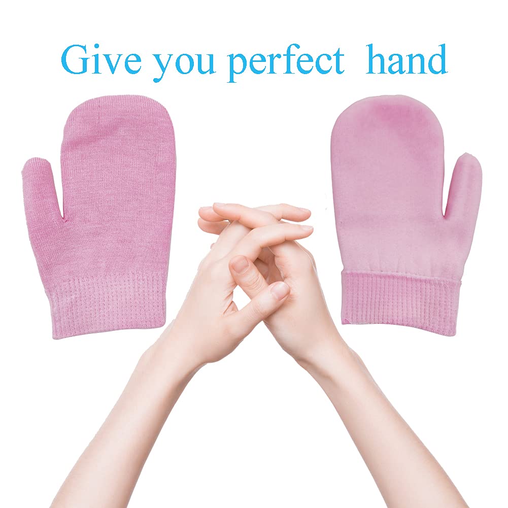Moisturizing Gloves Spa Gloves Socks Moisturizing Gel Socks Hot and Cold Hand Therapy Gloves, Hand Ice Pack Pain Relieving Mittens (Pink) : Beauty