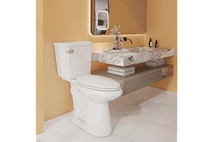 LITTLE MEERKAT 17.1 Inch High toilets for bathrooms | 12” Rough-in Elongated Extra Tall Toilets | 1.28 Gpf Flush Extra High Toilets For Seniors, Pregnant Women, Tall People, Disabled (white)