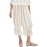 Womens Drawstring Lace Slips Trim Ruffle Hem Capri Pants Y2K Summer Going Out Streetwear Lightweight Bloomers Pant