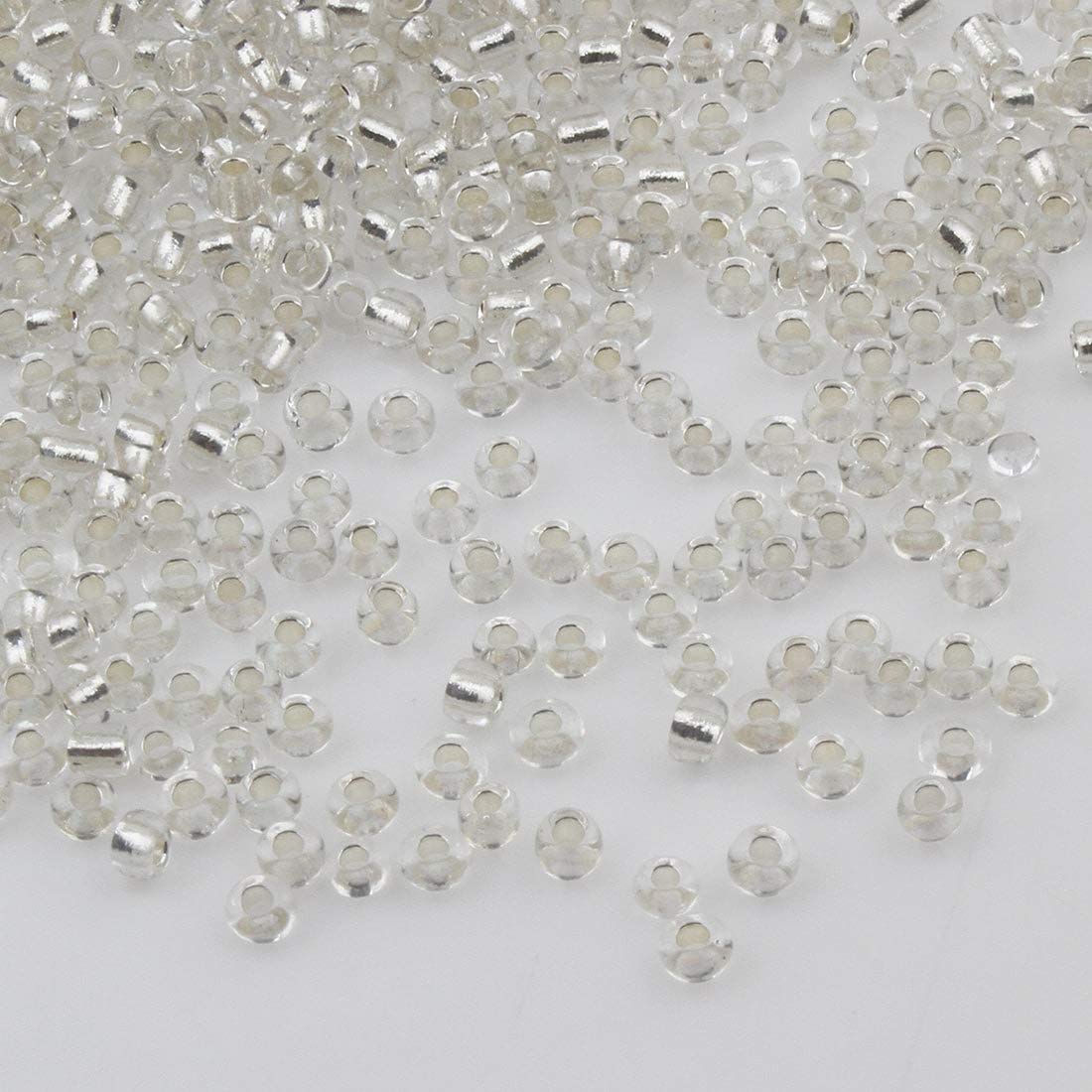 Perlin Seed Beads Glass Beads Indian Beads Seed Beads Pony Beads 2 mm 11/0 Silver Lined Seed Beads 6500 Pieces (White)