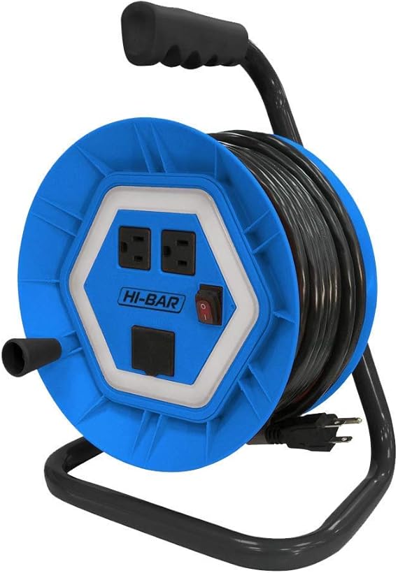 HiBar Cord Reel Wrap Extension with Metal Frame and Plastic Housing