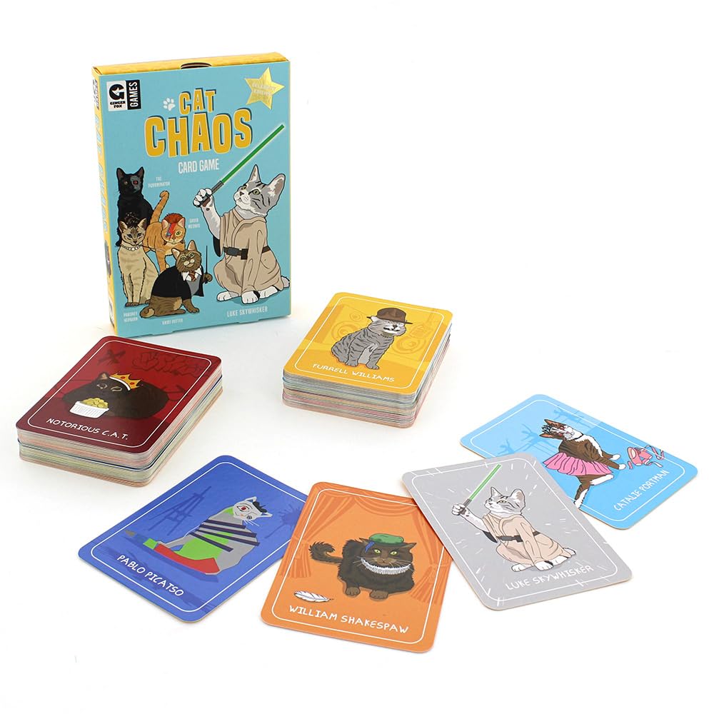Ginger Fox Cat Chaos Card Game | Fast-Paced Card Swapping Matching Pairs Game | Family Party Game Night | Easy to Learn Quick to Play | Ages 8+