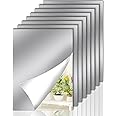 8Pcs Self Adhesive Plastic Mirror Sheets, 4.5” X 6” Shatterproof Arcylic Mirror Stickers, Flexible Stick on Mirrors Tiles for Wall Non Glass, Peel and Stick Mirror Stickers for Craft Scrapbook