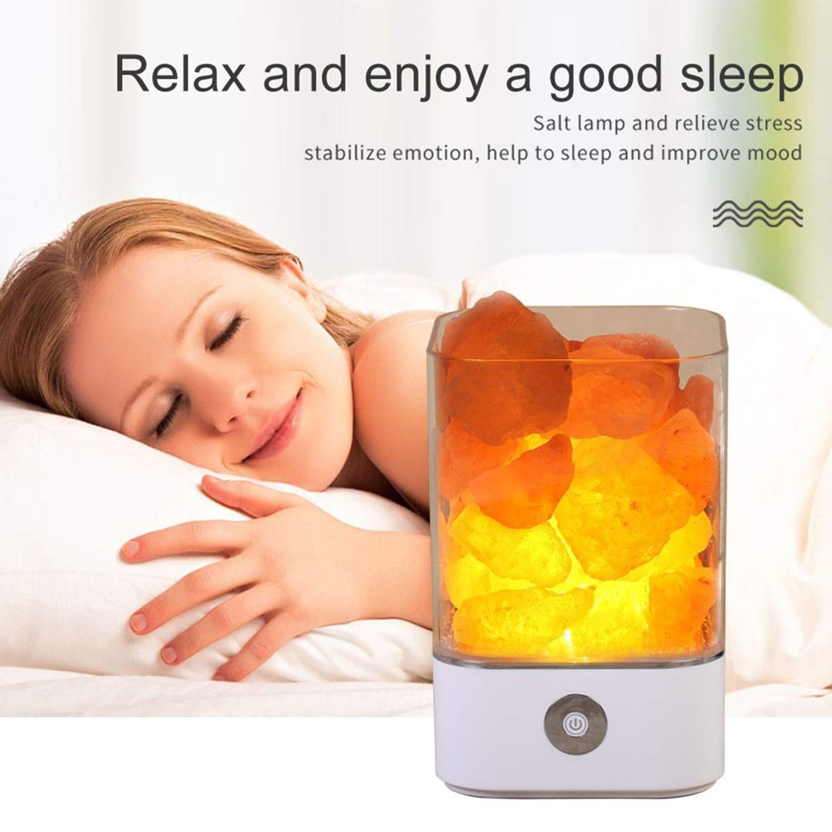 Salz Lampe Himalaya Salzkristall Lampe Nachttischlampe Dekorative Lichter Therapeutisch Salzlampe Dimmbar mit LED Salz Lampe mit Touch Helligkeit Control Funktion by Upstartech