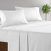 Dormica - Luxury 800 Thread Count Queen Size Sheets - Hotel White Sateen Weave Bed-Sheets, 100% Egyptian Cotton, 4 Pc Solid Bed Sheet, Fits 18" Deep Pocket White Queen
