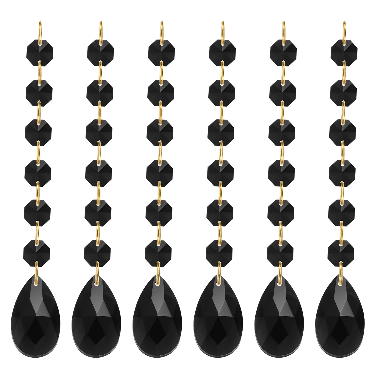 PATIKIL Teardrop Crystal Chandelier Pendants Beads, 6 Pack 160mm Length 38mm Chandelier Prisms Parts Ornaments Hanging Beads for DIY Arts Crafts Decoration, Black