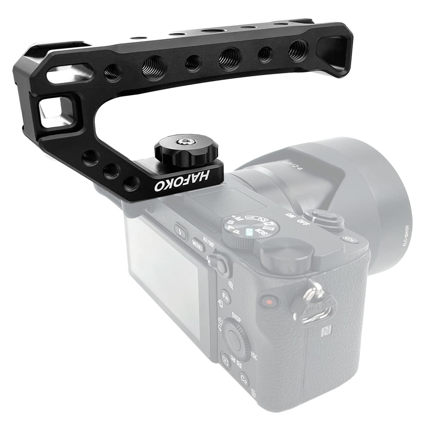 R005 Camera Top Handle Camera Top Cheese Handle Grip Universal Video Stabilizing Rig W 3 Cold Shoe Adapters to Mount Microphone, LED Light, Monitor, Easy Low Angle Shoots Metal