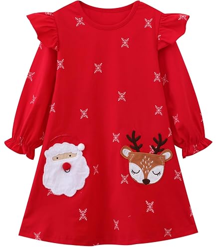 HILEELANG Toddler Girl Girl Floral Dress Stripe Long Sleeve Spring Winter Christmas Cotton Easter Dress with Pocket 2T: Clothing, Shoes & Jewelry