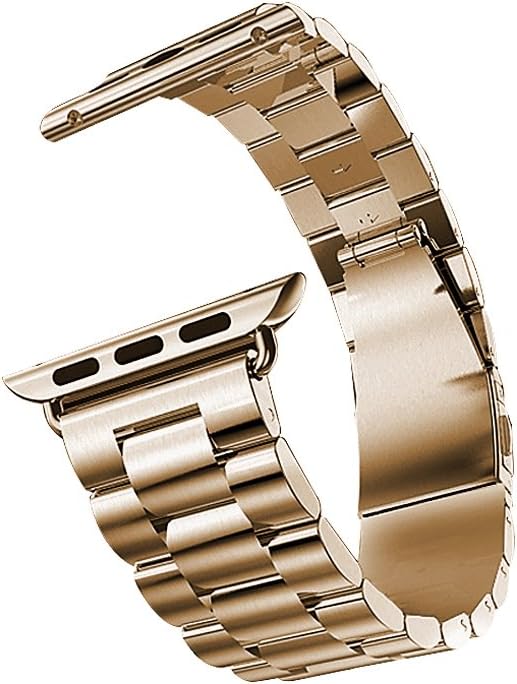 Smart watch band 38mm/ 42mm compatible for Apple Watch, stainless steel watch band straps for series 1 and 2 , Buckle Wrist Band ideal for Apple Smart Watch (Pure Gold 38mm)