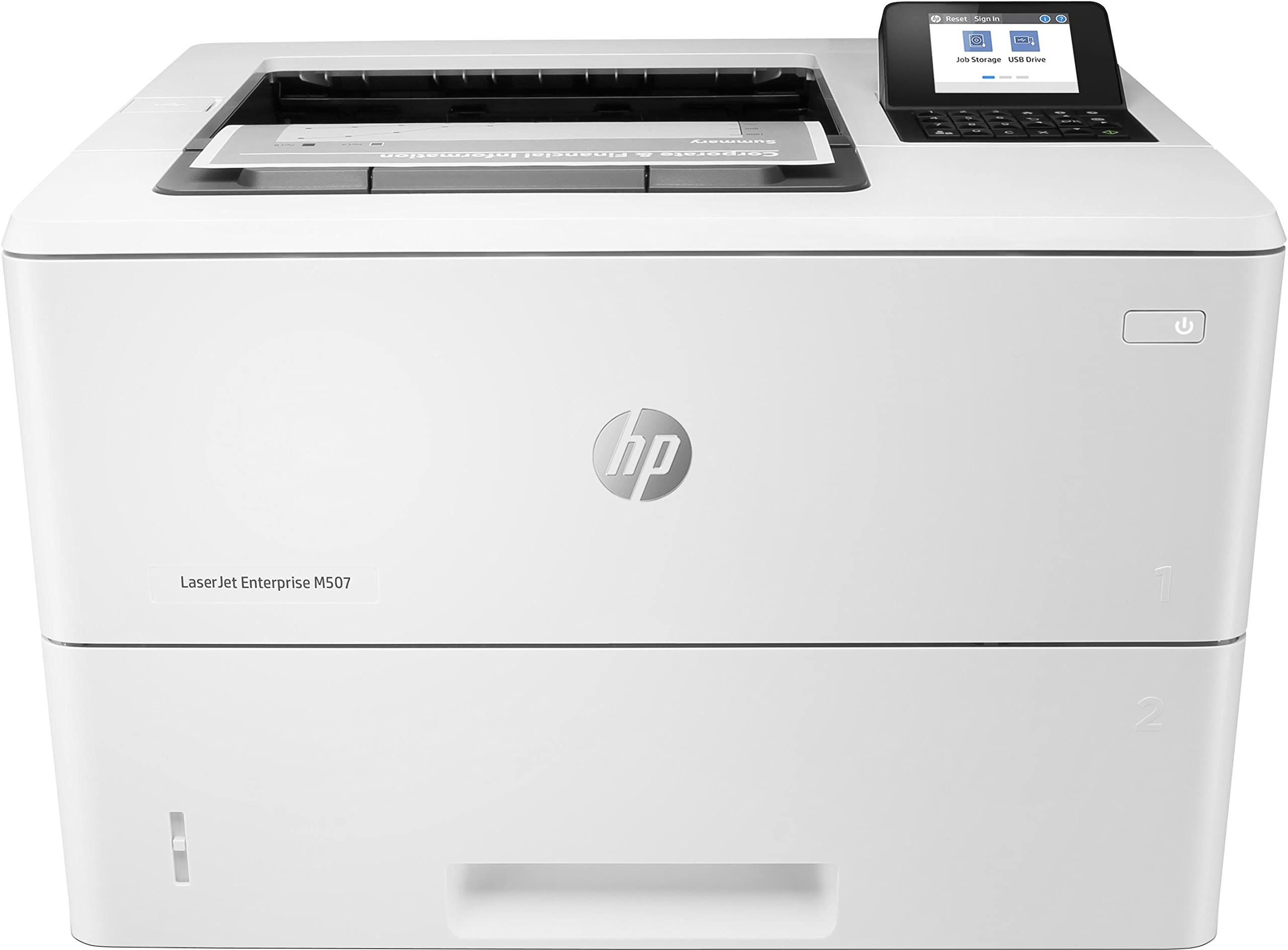 HP LaserJet Enterprise M507dn 1PV87A, Stampante a Singola Funzione A4, Stampa Fronte e Retro Automatica in b/n, 50 ppm, USB, Gigabit Ethernet, HP Smart, Schermo LCD da 6,9 cm, Bianca