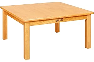 ECR4Kids 30in x 30in Square Hardwood Table with 14in Legs, Kids Furniture, Honey