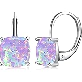 CiNily Leverback Dangle Earrings for Women Girls Hypoallergenic,14K Gold Plated Pendant Earrings Square Opal Hoops Hanging Lever Earrings Fashion Jewelry Gifts for Sensitive Ears