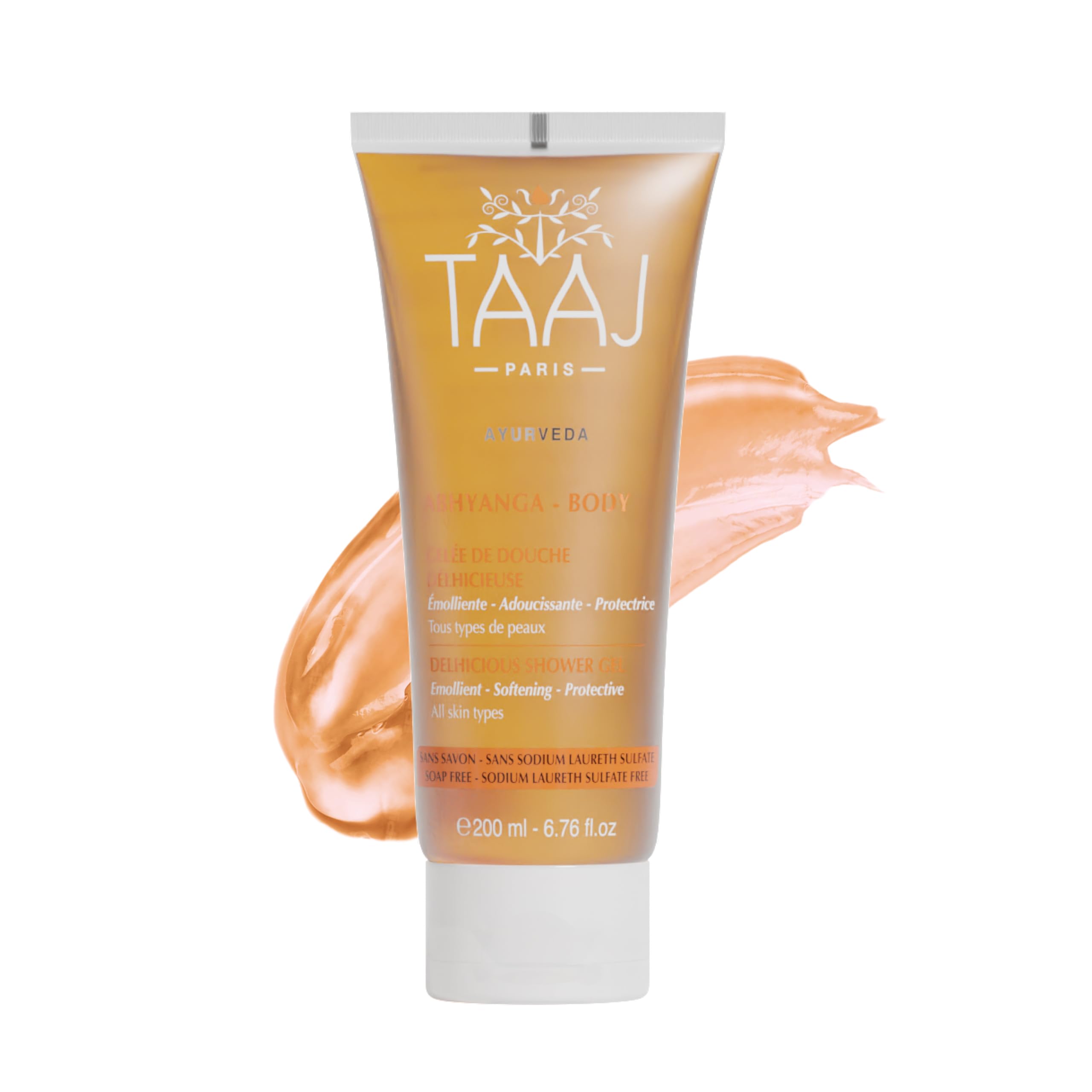 TAAJ | Delicate Shower Gel - ABHYANGA | Body | Gently cleanses the skin without drying it out | Soft, supple & comfortable skin | All skin types | Vegan & Essential Oil Free | 200 ml