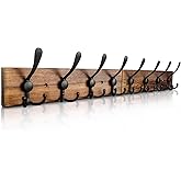 Homagic Coat Rack Wall Mount 31.5'' Coat Hanger Wall Mount Burnt Brown Coat Hooks for Wall Rustic Towel Racks for Bathroom Living Room Coat Hat Cloth