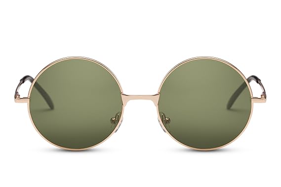 Cheapass Sonnebrille Rund John Lennon Gold Verspiegelt Retro Unisex