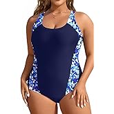 Aqua Eve Plus Size Swimsuits Athletic One Piece Bathing Suit for Women Tummy Control Slimming Swimwear Navy Blue 16 Plus