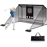 10x7ft Golf Hitting Practice Net with Dual Side Net Barriers & Durable Heavy Duty Steel Frame, Golf Nets Backyard Driving, Chipping & Swing Training for Indoor&Outdoor