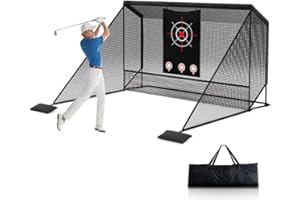 LAKEEN 10x7ft Golf Hitting Practice Net with Dual Side Net Barriers & Durable Heavy Duty Steel Frame, Golf Nets Backyard Driving, Chipping & Swing Training for Indoor&Outdoor