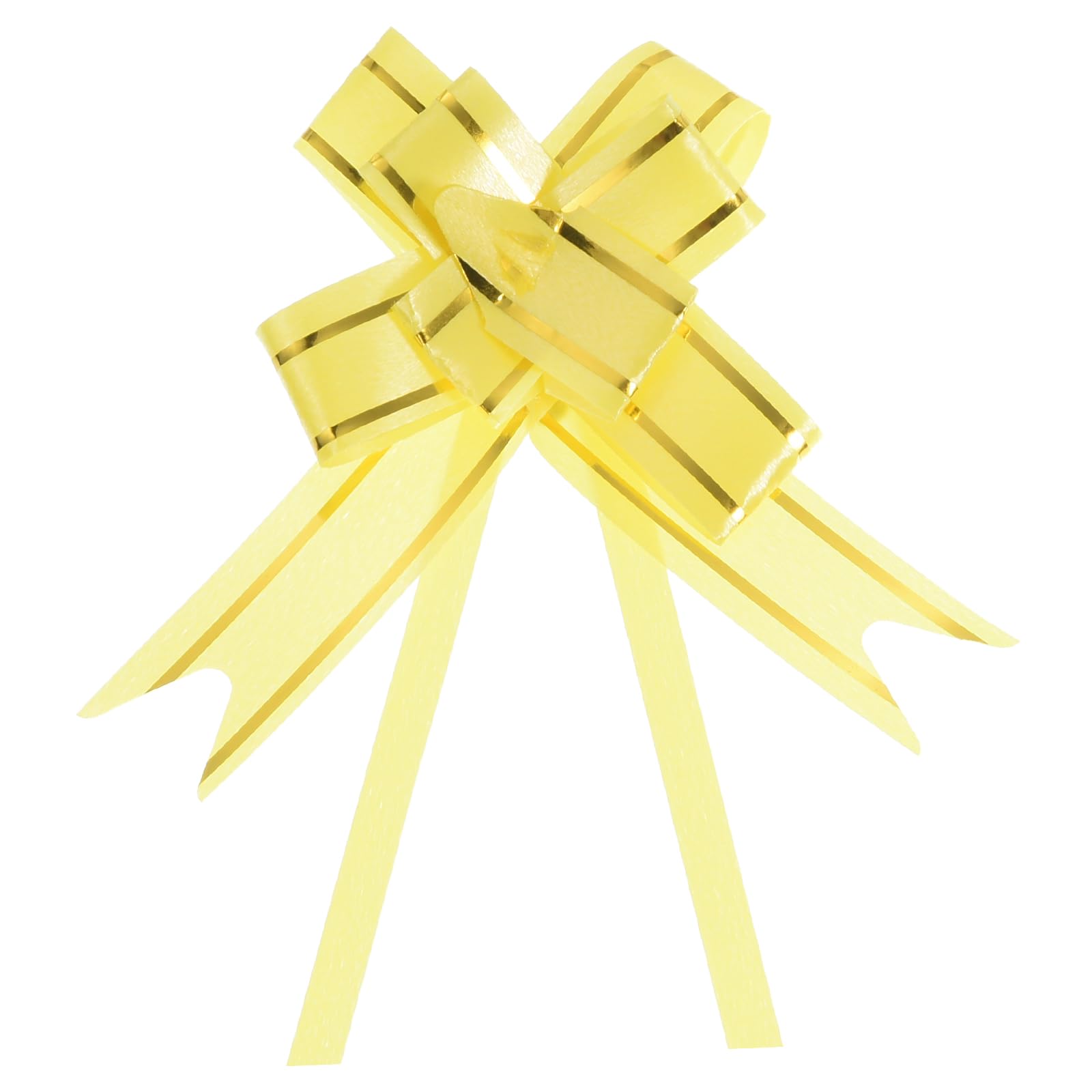 M METERXITY 100 Pack Pull Bows - Gold Thread Style Present Wrap String Bow, (8" Yellow)