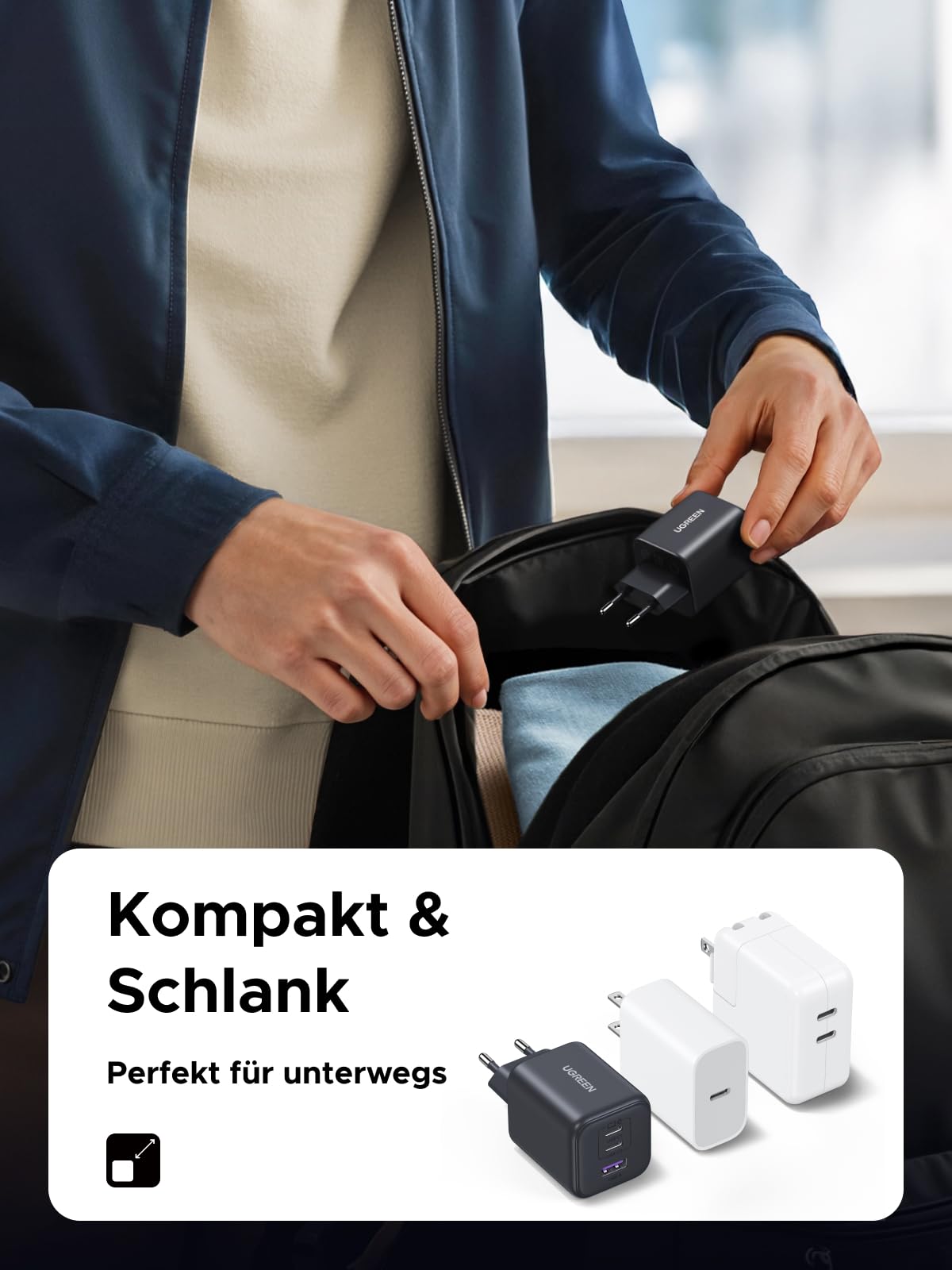 UGREEN 45W USB C Ladegerät 3-Port PPS Schnellladegerät 30W PD Netzteil GaN Charger Adapter kompatibel mit Galaxy S25 Ultra, S24, iPhone 17 Pro Max, MacBook Air, iPad, Tab A8, Pixel 9, HomePod 5