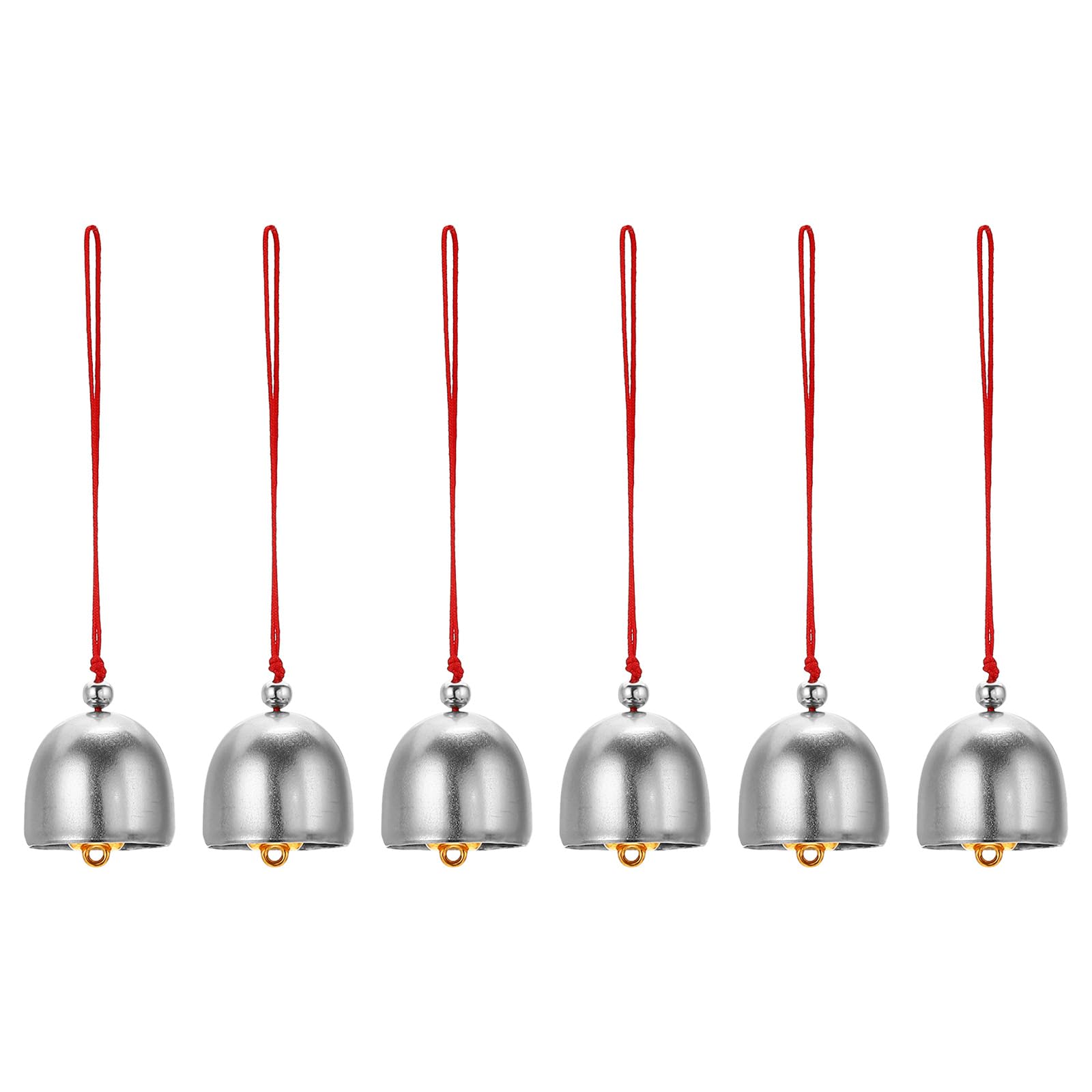 PATIKIL 6 Pcs Wind Chime, Hanging Bells Temple Bells Retro Outdoor Hanging Metal Chinese Wind Chime Round for Outside Garden Camping, Silver Red