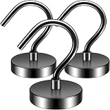 FINDMAG 3 Pack Magnetic Hooks 40 lbs Heavy Duty with Hooks for Walls