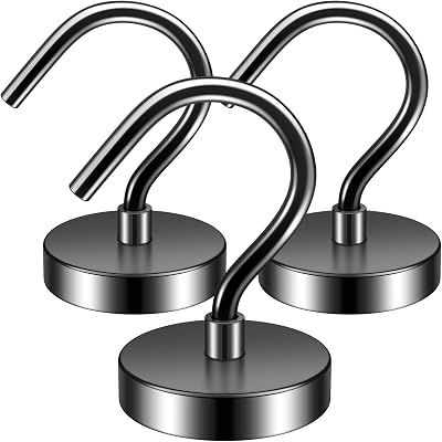 FINDMAG 3 Pack Magnetic Hooks 40 lbs Heavy Duty with Hooks for Walls