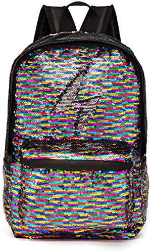 SIWA MARY Reversible Sequins School Backpack for Girls Students Magic Glitter Mermaid Lightweight Travel Backpack