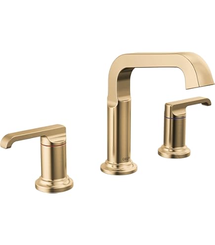 Delta Faucet Tetra Gold Widespread Bathroom Faucet 3 Hole, Gold