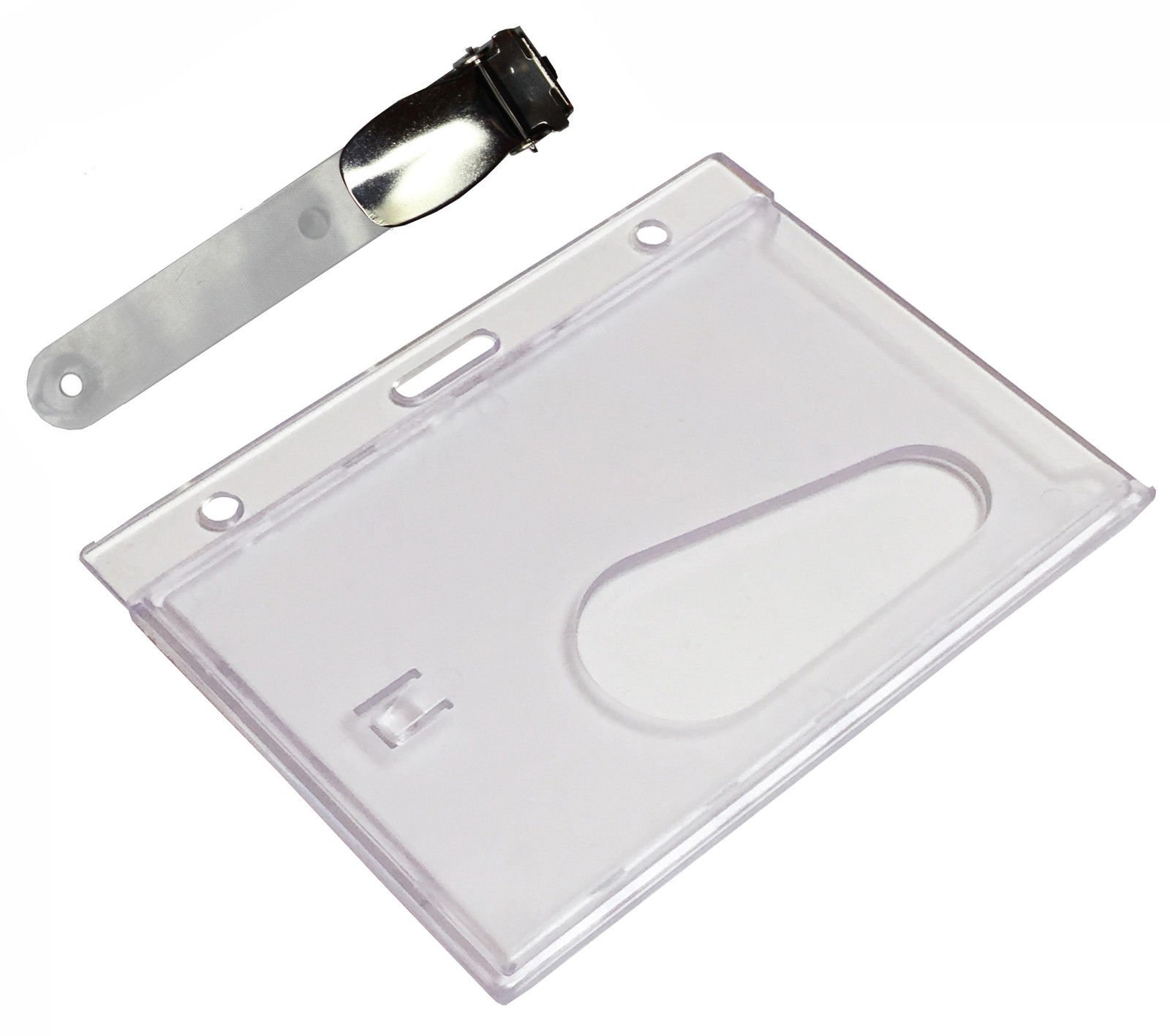 Customcard ltd® - Clear Landscape 1 Clip ID Card Holder