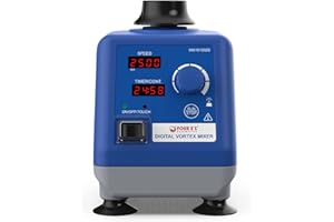 FOUR E'S SCIENTIFIC LED Digital Vortex Mixer Speed 0-3000rpm, Orbital Diameter 6mm, 50/60Hz, Touch, Timer and Continuous Modes, Mix 50ml Containers Within 3 Seconds - Benchtop for Laboratory