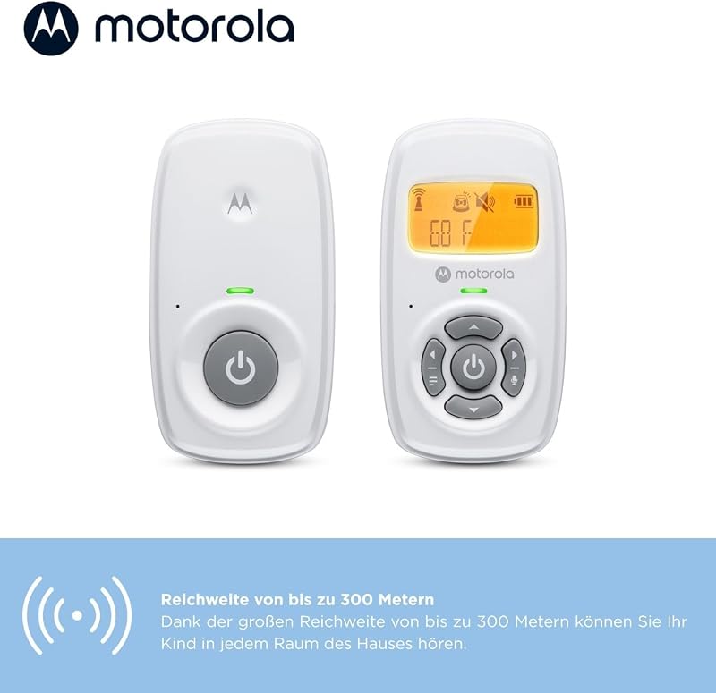 AM24 Babyphone Audio - Digitales Babyfon mit DECT-Technologie zur Audio-Überwachung-Raumtemperaturanzeige- Mikrofon mit hoher Empfindlichkeit und Zweiwege-Sprechfunktion–Weiß
