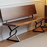 BOTAOYIYI 16" Triangle Bench Legs with Backrest Bracket, Set of 2 | Triangle metal base, for wood slab &amp; butcher block, indoor/outdoor use, DIY chair projects, heavy duty steel welding