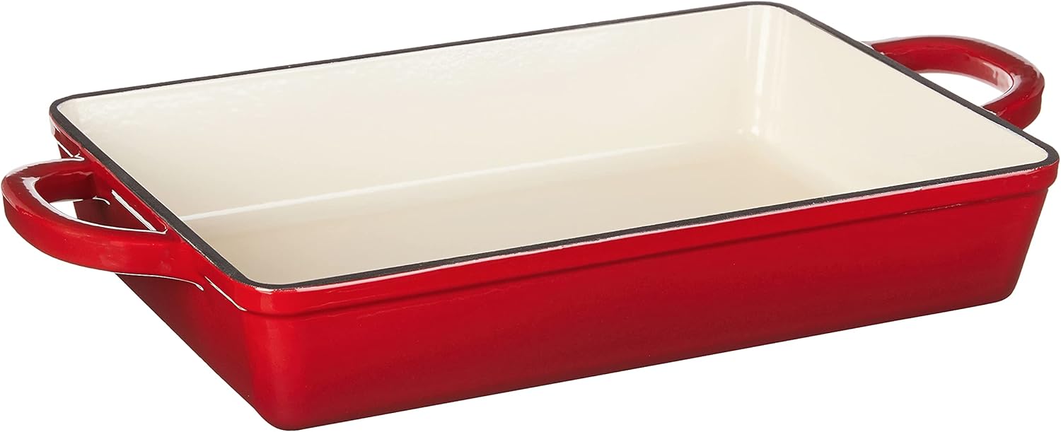 Crock Pot Artisan 13 Inch Enameled Cast Iron Lasagna Pan, Scarlet Red