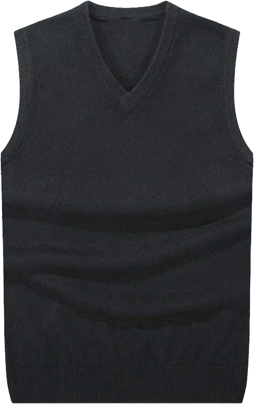 Men Sleeveless Sweater Vest Male Cotton Knitted Solid Sweater Man Business V Neck Top