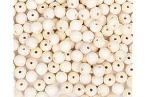 POJAH 400pcs 16mm Wood Beads Natural Unfinished Round Wooden Loose Beads Wood Spacer Beads for Craft Making Decorations and DIY Crafts
