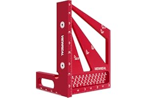 VIEWREAL Multi-Angle 3D Measuring Ruler: 22.5/30/45/60/67.5/90 Degree Aluminum Alloy Square Ruler Protractor, Ideal for Engineer Carpenter Crafting, Drawing