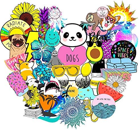 Cute Stickers for Water Bottles and Computer, Cool Laptop Stickers for Hydro Flask, Guitar,Bike,Skateboard Stickers Waterproof Vinyl Decals Stickers, Best Gift for Children Teen Adult, 50 pcs Pack.