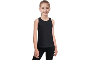 Auranso Girls Tank Tops Cotton Sleeveless Athletic Shirts Racerback Dance Outfit Workout Tops