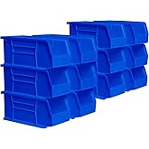 Akro-Mils 30230 AkroBins Plastic Storage Bins, Space-Saving Stackable Bins for Garage, Pantry, Craft Organization, 10.5 "L x 5.5 "W x 5"H, Blue, 12-Pack
