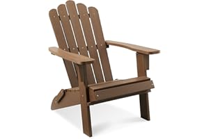 Marcytop Folding Adirondack Chair, Wide Armrest and High Backrest Patio Chair, 350 Lbs Support Oversized Adirondack Chair for Outdoor Garden Backyard Porch and Pool Deck (Brown)