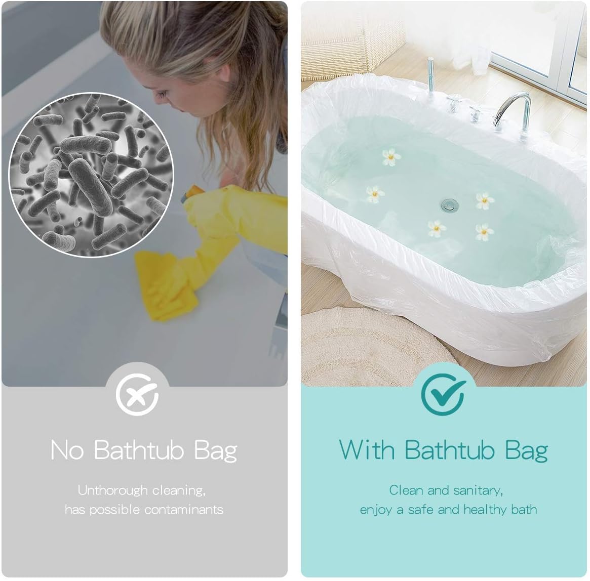 AGPTEK 12 Pack Disposable Bathtub Cover Liner, Large Bathtub Liner Plastic Bag for Salon, Household and Hotel Bath Tubs (102 x47 Inch): Home & Kitchen