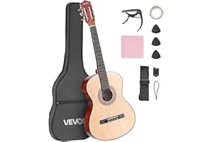 VEVOR Classical Guitar, 38 Inch, Wood Classical Guitar Starter Kit for Beginners, with Nylon Strings, Gig Bag, Strap, Tuner, 