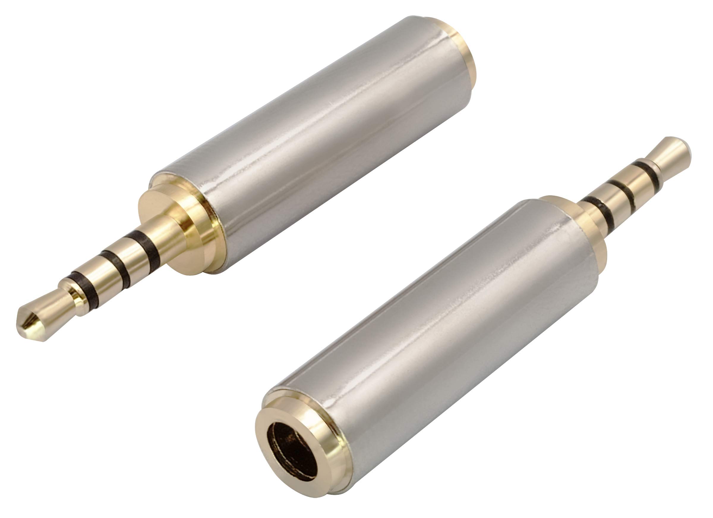 AAOTOKK 2.5mm Headphone Adapter 4-Pole 2.5mm Male to 3.5mm 1/8 Female Jack Stereo Audio Converter Metal Shell for Headset, Audio Earphone, Microphone (2 Pack-2.5 to 3.5mm M/F)