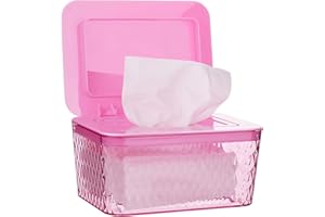 Whiidoom Wipes Dispenser, Baby Wipe Holder Refillable Wipe Container Case, Visible and One-hand Operation, Keep Wipes Fresh and Clean (Pink)